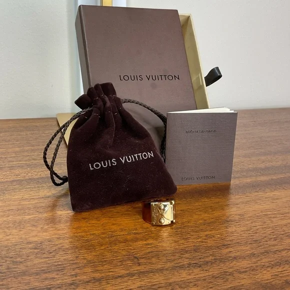 Louis Vuitton Gold and Tan Ring